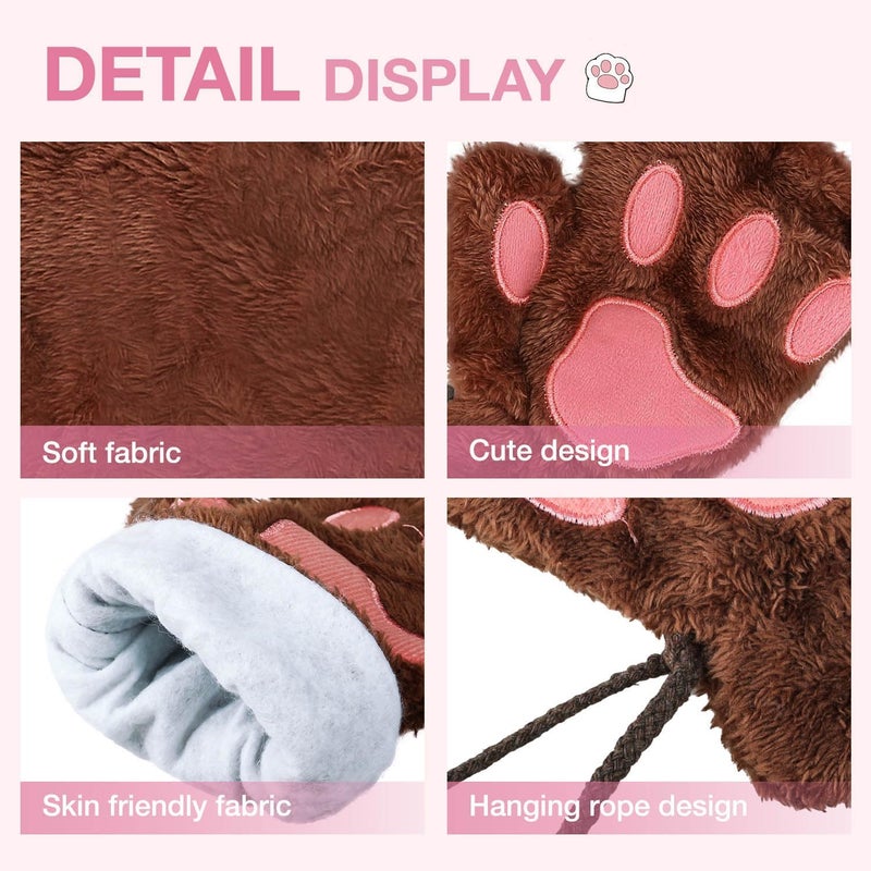 Tiny Chou Cat Paw Gloves for Cosplay Party Halloween Costume Accessories, Winter Fingerless Warm Gloves for Women Girls - Image 4